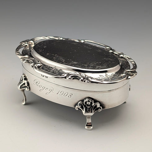 1907年 英国アンティーク 純銀製 ジュエリーボックス 88g Henry Matthews